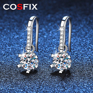 0.5CT 5mm Moissanite Drop Earrings Snowflake S925 Silver Wedding Jewelry