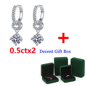 0.5ct Plated Moissanite Drop Earring 925 Solid Silver Wedding Jewelry