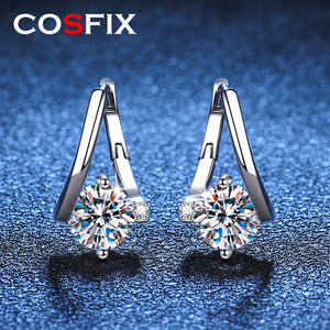 Moissanite Diamond Hoop Earrings 925 Sterling Silver Engagement Gift