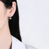 Moissanite Diamond Hoop Earrings 925 Sterling Silver Engagement Gift