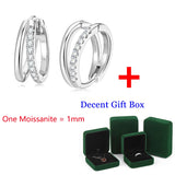 100% Moissanite Double Hoop Earrings 925 Sterling Silver