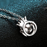 14K Moissanite Necklace Silver Crown Pendent Women Wedding Jewelry