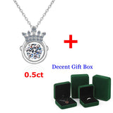 14K Moissanite Necklace Silver Crown Pendent Women Wedding Jewelry