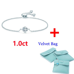 1CT Moissanite Diamond Bracelet 925 Sterling Silver Chain Charms For Women