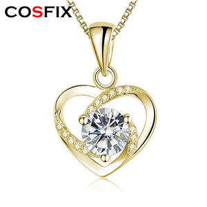1CT Moissanite Heart Necklace for Women S925 Silver Diamond Pendant