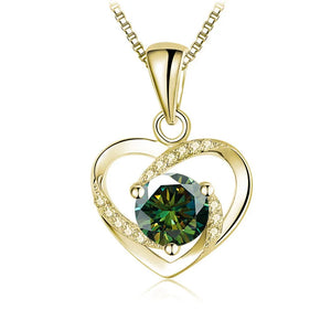 1CT Moissanite Heart Necklace for Women S925 Silver Diamond Pendant