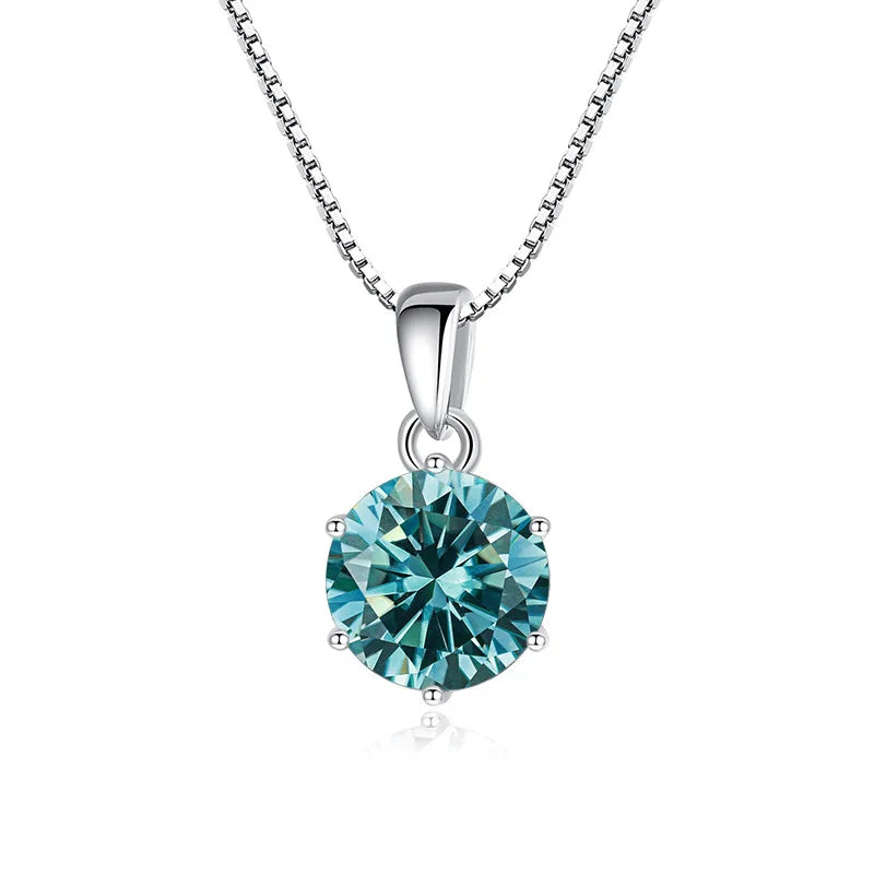 1CT Moissanite S925 Sterling Silver Six Prongs Necklace Women's Pendant