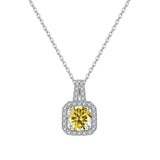 1CT Colorful Moissanite Necklace S925 Sterling Silver Round Pendant
