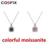 Colorful Moissanite Necklace Round Pendant S925 Sterling Silver Women's Gift