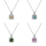 Colorful Moissanite Necklace S925 Sterling Silver Round Pendant Women's Gift