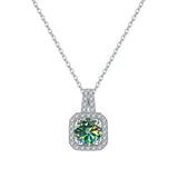 1CT Colorful Moissanite Necklace S925 Sterling Silver Round Pendant