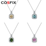 1CT Colorful Moissanite Necklace S925 Sterling Silver Round Pendant