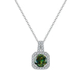 Colorful Moissanite Necklace Round Pendant S925 Sterling Silver Women's Gift