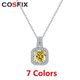 Colorful Moissanite Necklace S925 Sterling Silver Round Pendant Women's Gift