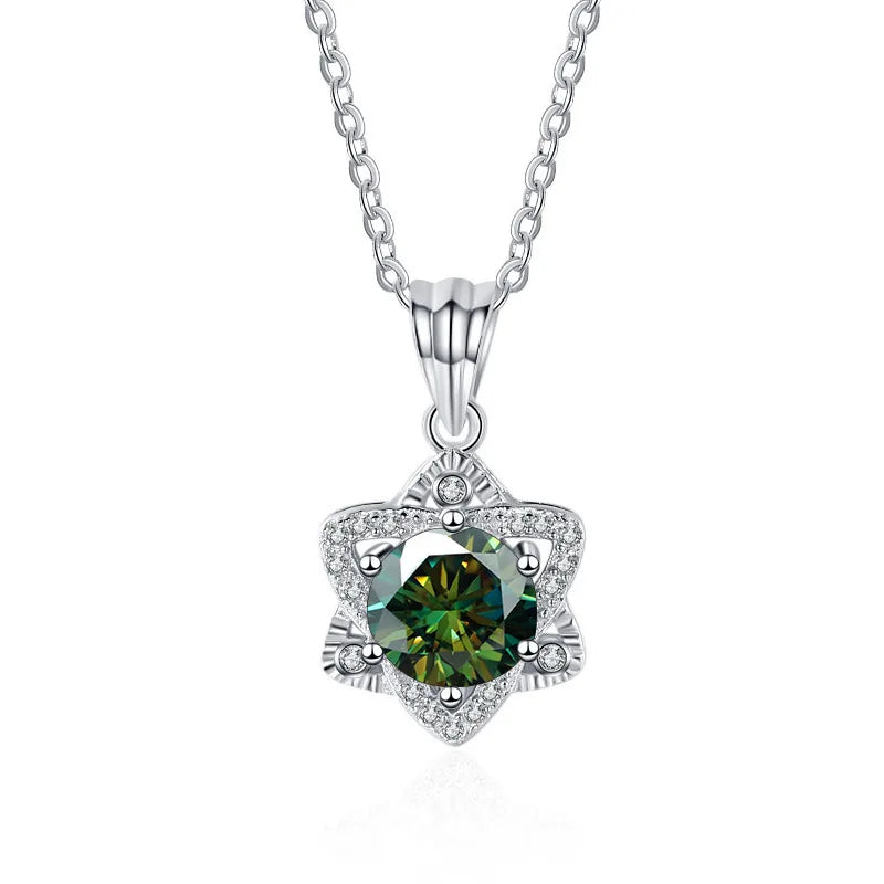 Six Stars Moissanite S925 Silver Necklace Wedding Jewelry Pendant