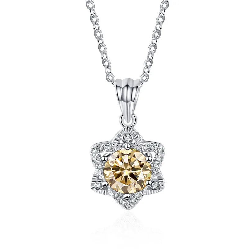 Six Stars Moissanite S925 Silver Necklace Wedding Jewelry Pendant
