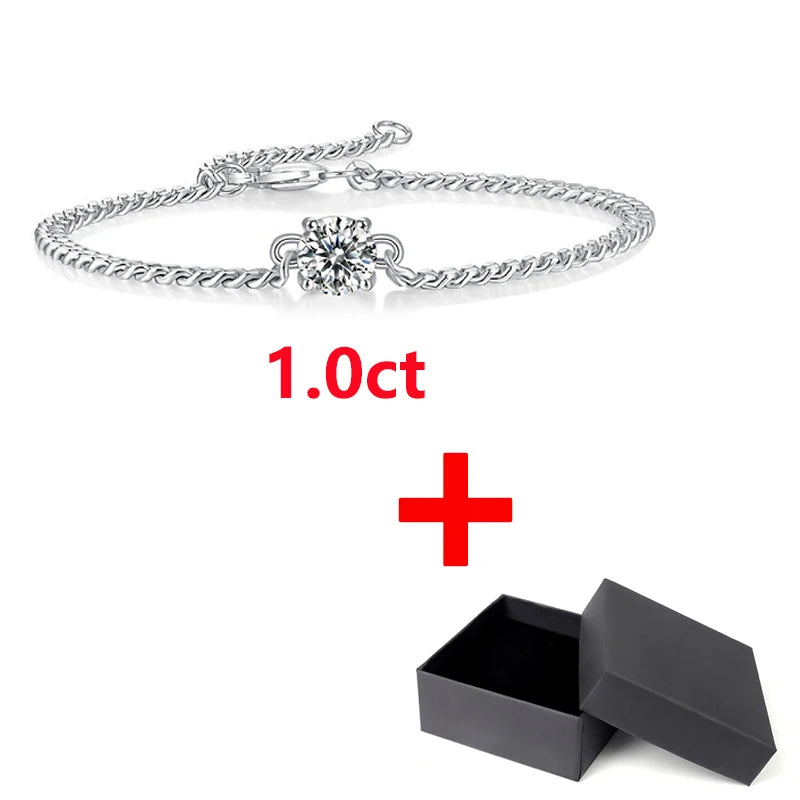 1ct Moissanite Cuban Bracelet & Necklace Set 925 Silver Gemstone Jewelry Wedding
