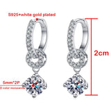 Plated Moissanite Drop Earring 925 Silver Sparkling Wedding Jewelry