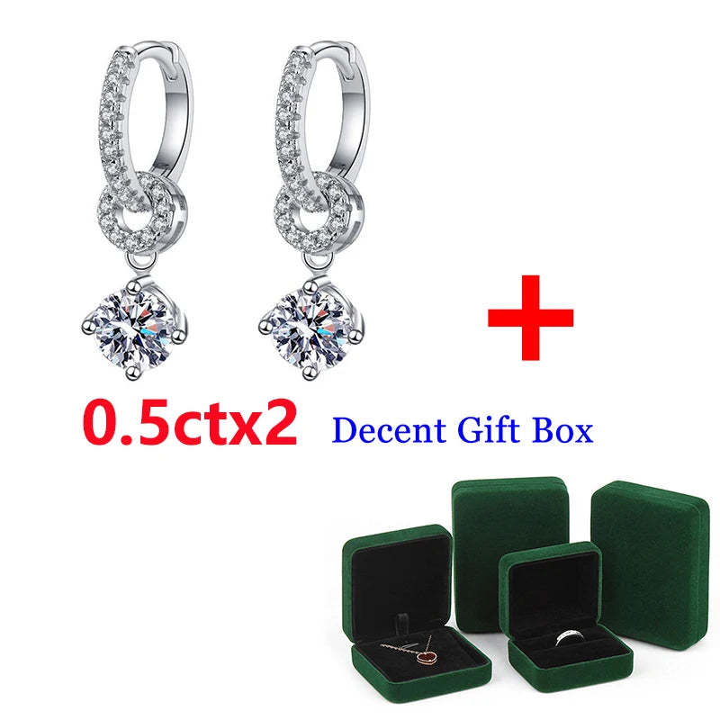 Plated Moissanite Drop Earring 925 Silver Sparkling Wedding Jewelry