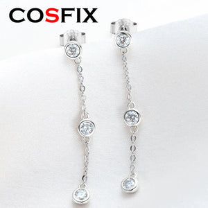 Moissanite Chain Drop Earrings 925 Silver Long Earrings for Women