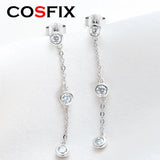 Moissanite Chain Drop Earrings 925 Silver Long Earrings for Women