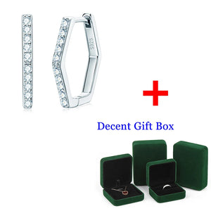 1 Real & Moissanite Hoop Earrings 925 Sterling Silver for Girls