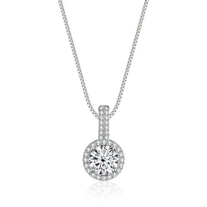 Colorful Women Moissanite Necklace Pendant 1ct Round Cut s925 Silver Chain