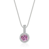 Colorful Women Moissanite Necklace Pendant 1ct Round Cut s925 Silver Chain