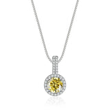 Colorful Women Moissanite Necklace Pendant 1ct Round Cut s925 Silver Chain