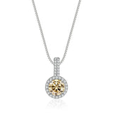 Colorful Women Moissanite Necklace Pendant 1ct Round Cut s925 Silver Chain