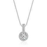 Colorful Women Moissanite Necklace Pendant 1ct Round Cut s925 Silver Chain