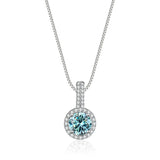 Colorful Women Moissanite Necklace Pendant 1ct Round Cut s925 Silver Chain