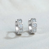 D Moissanite Huggie Earrings 925 Sterling Silver Sparkling Jewelry Gift