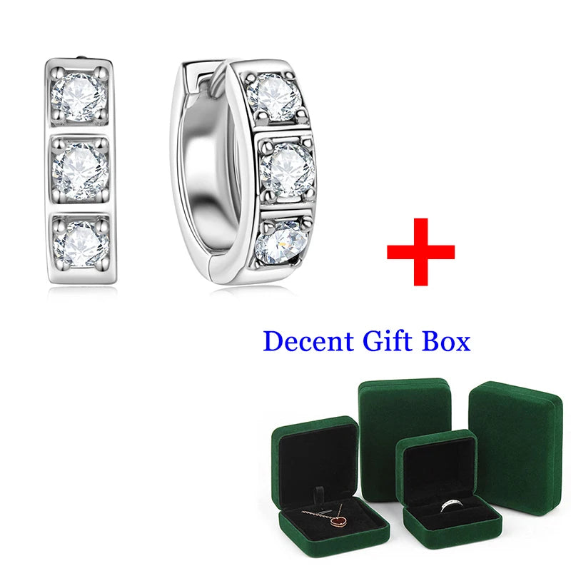 D Moissanite Huggie Earrings 925 Sterling Silver Sparkling Jewelry Gift