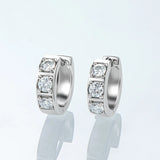 D Moissanite Huggie Earrings 925 Sterling Silver Sparkling Jewelry Gift