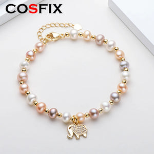 Elephant Pearl Bracelet Fairy Mixed Pearl 14k Wrapped Bracelet Female 4.5-6.5mm