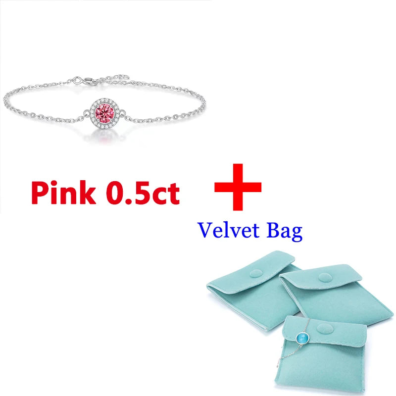 Pink Moissanite Diamond Bracelet for Women, Pass Diamond Test