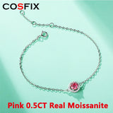 Pink Moissanite Diamond Bracelet for Women, Pass Diamond Test