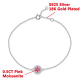 Pink Moissanite Diamond Bracelet for Women, Pass Diamond Test