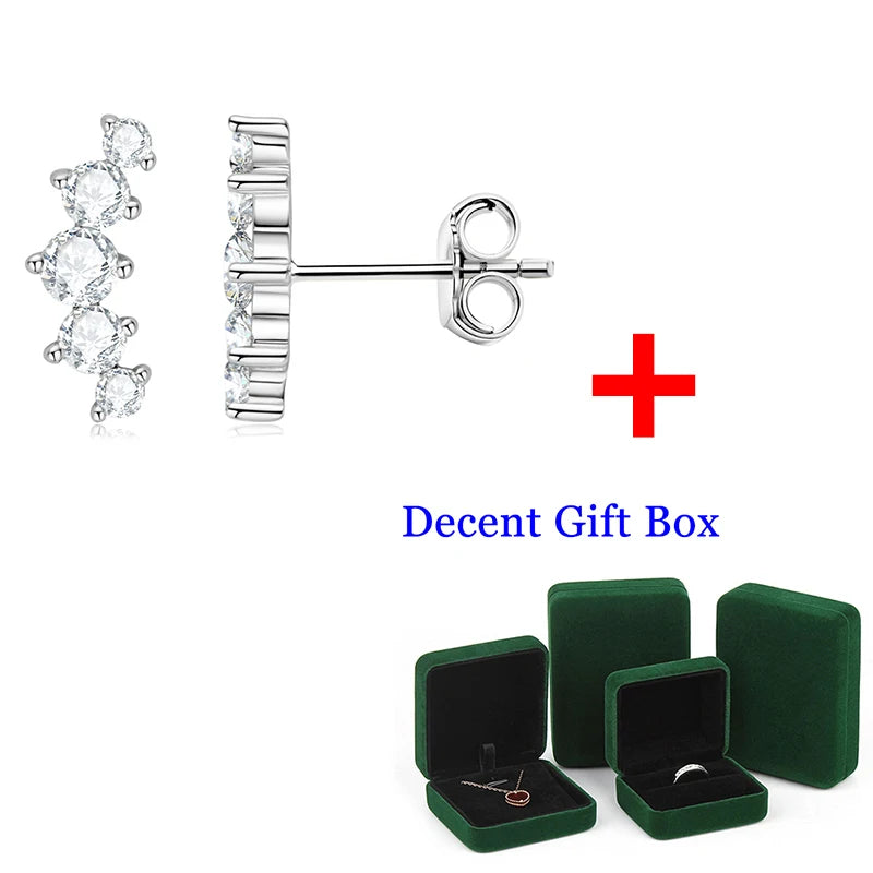 Silver Moissanite Ear Crawler Earrings for Women