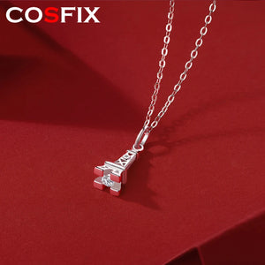 Moissanite Tower Shape Necklace 925 Sterling Silver Women's Jewelry
