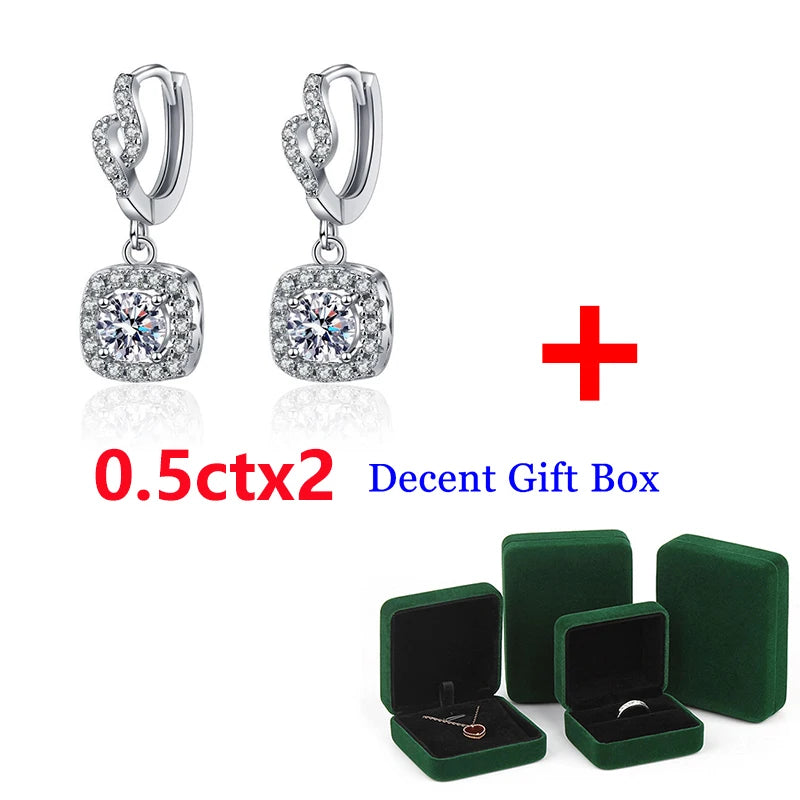 0.5ct D Moissanite Drop Earring Women Wedding Jewelry S925 Sterling Silver