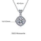 925 Sterling Silver Moissanite Pendant Necklace for Women Fine Jewelry Gift