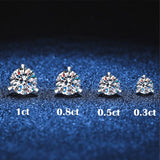 925 Silver 1ct D VVS1 Diamond Moissanite Stud Earrings Wedding Fine Jewelry
