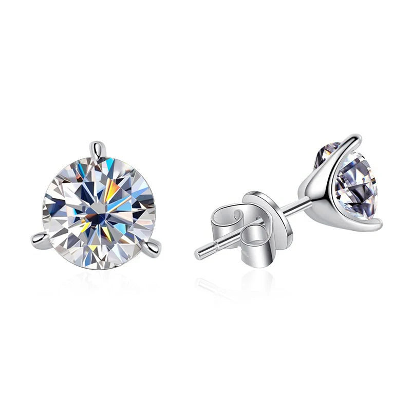 925 Silver 1ct D VVS1 Diamond Moissanite Stud Earrings Wedding Fine Jewelry