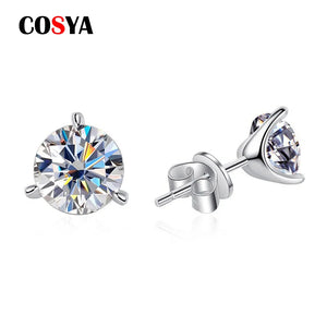 925 Silver 1ct D VVS1 Diamond Moissanite Stud Earrings Wedding Fine Jewelry