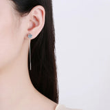 925 Silver 1ct D VVS1 Diamond Classic 6 Prong Moissanite Tassel Stud Earrings