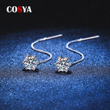 925 Silver 1ct D VVS1 Diamond Classic 6 Prong Moissanite Tassel Stud Earrings