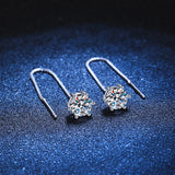 925 Silver 1ct D VVS1 Diamond Classic 6 Prong Moissanite Tassel Stud Earrings