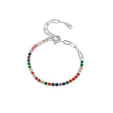 925 Silver Rainbow Created Moissanite Bracelet Women Wedding Jewelry